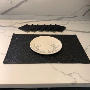 8 New beautiful black sparkly placemats 6 matching coasters